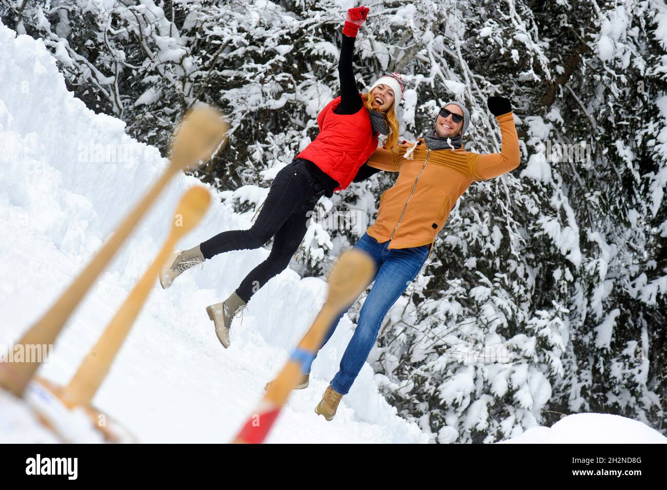 Man cheering at woman hi-res stock photography and images - Alamy