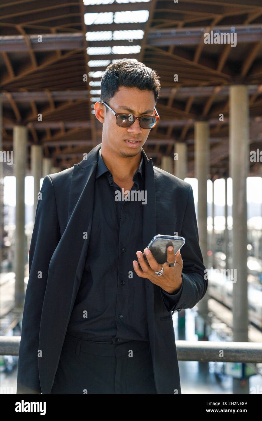 Handsome hispanic male talking hi-res stock photography and images - Alamy
