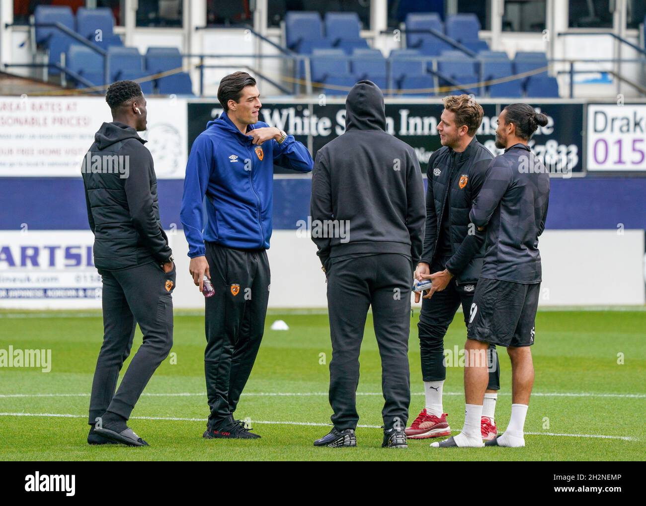 Hull City players inspect the pitch Stock Photo