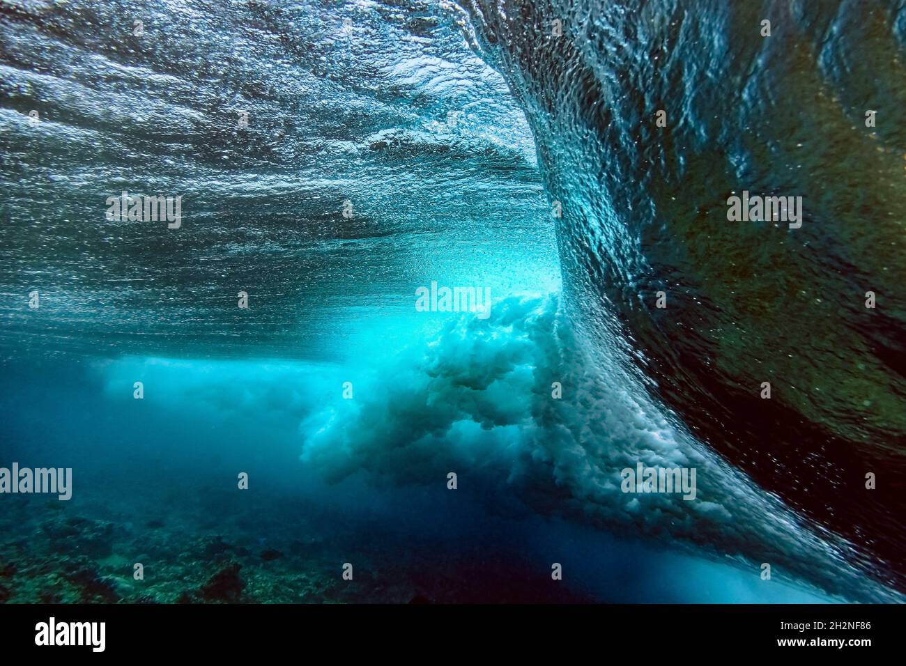 Waves splashing undersea Stock Photo