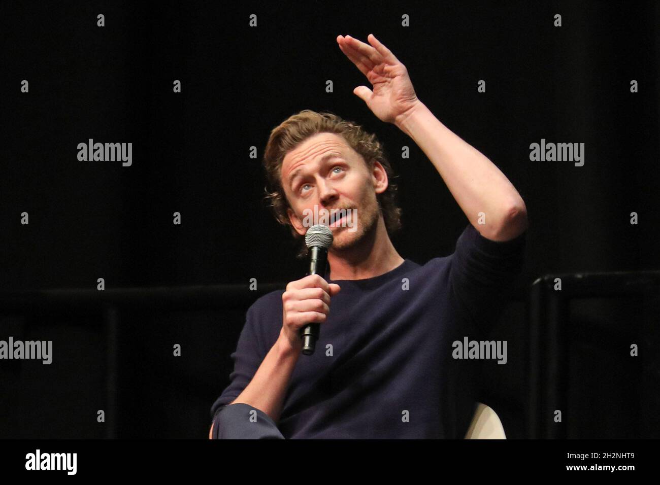 London, UK. 23rd Oct, 2021. Tom Hiddleston who plays Loki, speaking at MCM London Comic Con at Excel in London Credit: Paul Brown/Alamy Live News Stock Photo