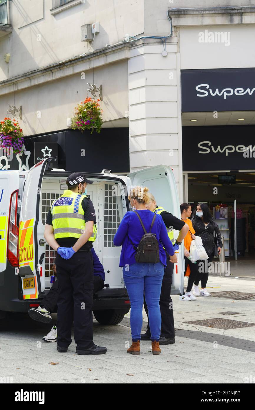 Cardiff, Wales, October 23 2021 Emergency services and council workers in high visibility vests