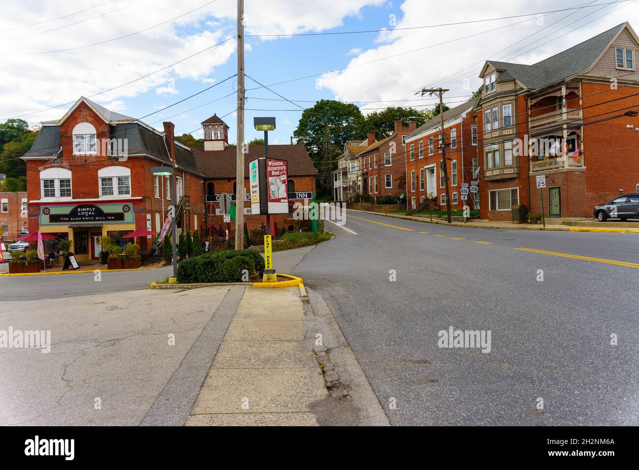 Glen Rock, PA, USA October 17, 2021 Downtown area of historic Gen