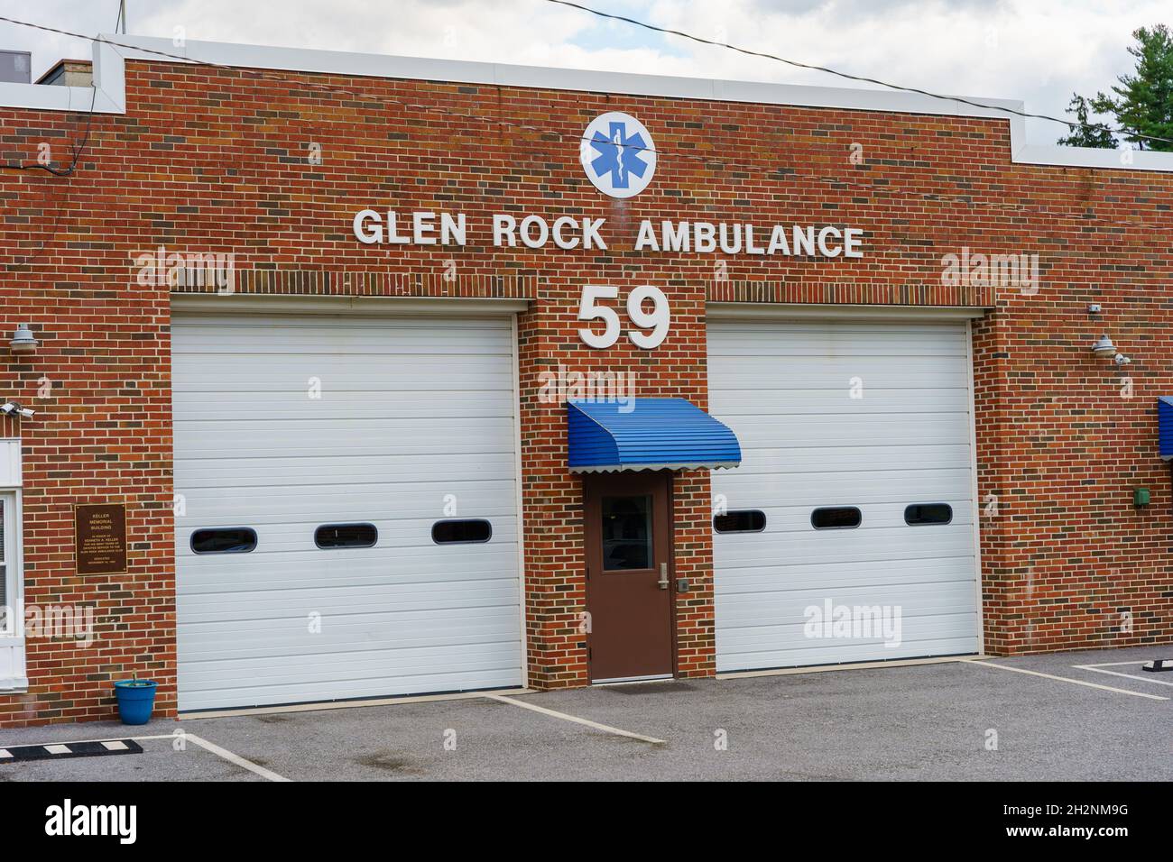 Glen Rock, PA, USA October 17, 2021 The Glen Rock Ambulance building in the downtown area of