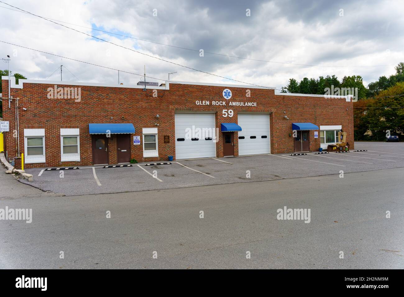 Glen Rock, PA, USA October 17, 2021 The Glen Rock Ambulance building in the downtown area of