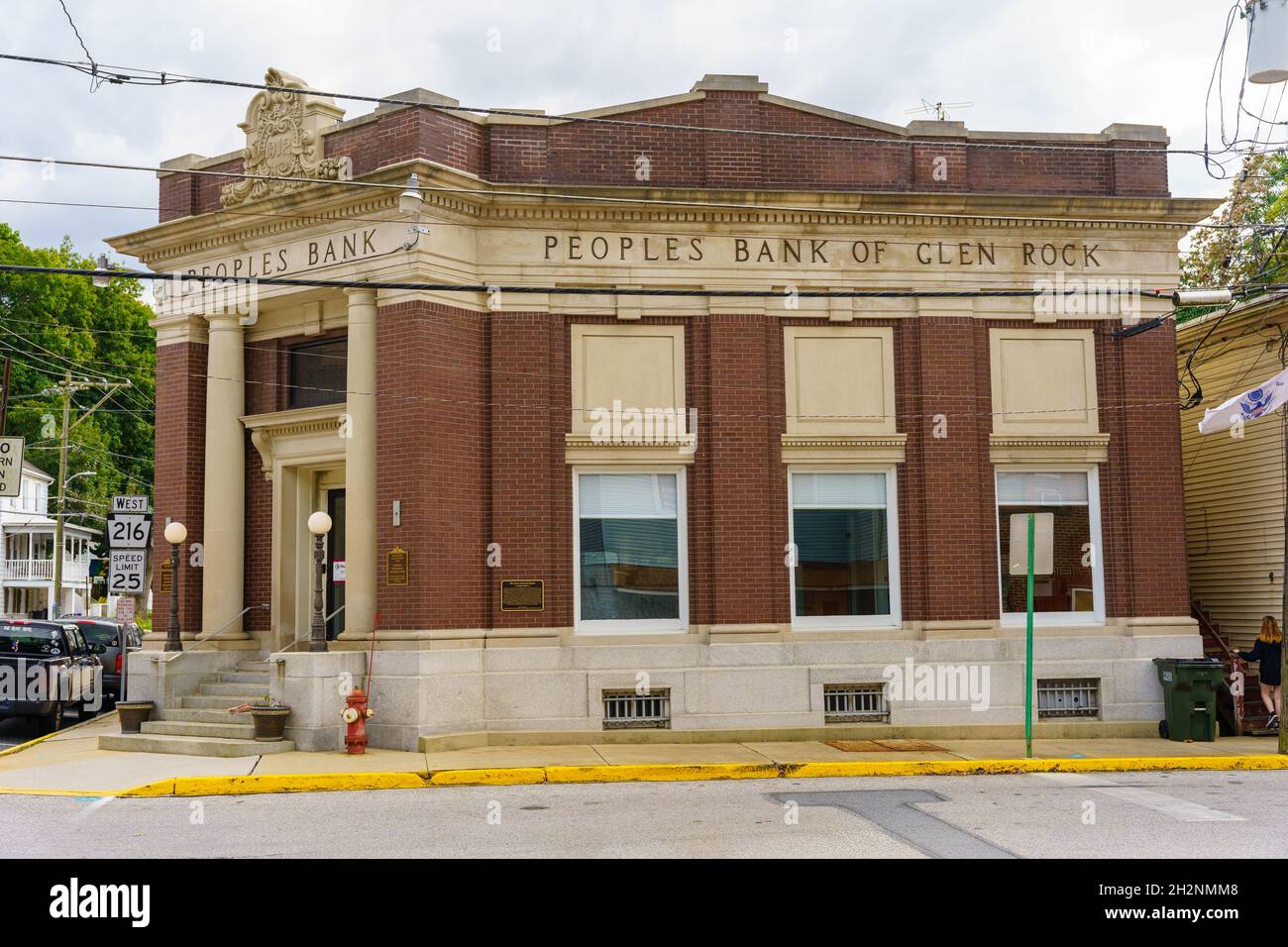 Glen Rock, PA, USA October 17, 2021 The Peoples Bank Building in the downtown area of