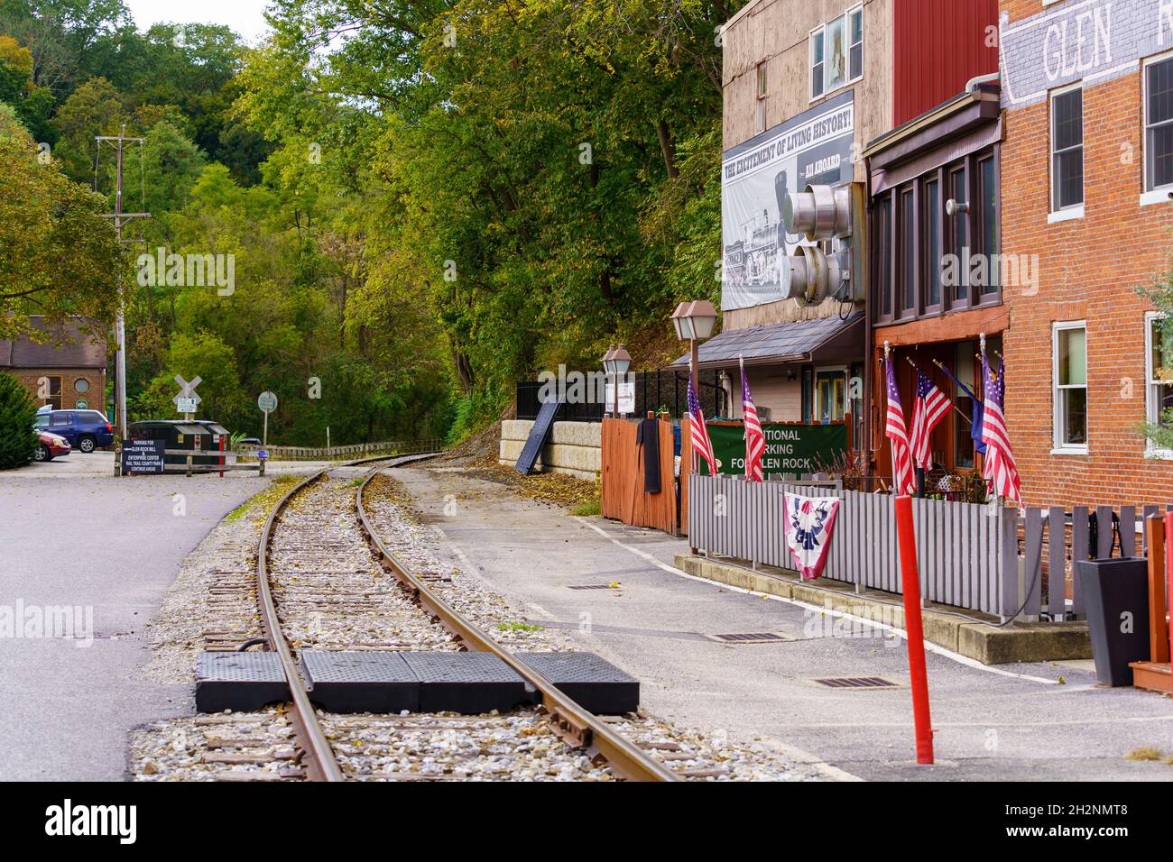 Glen Rock, PA, USA October 17, 2021 Railroad tracks near the