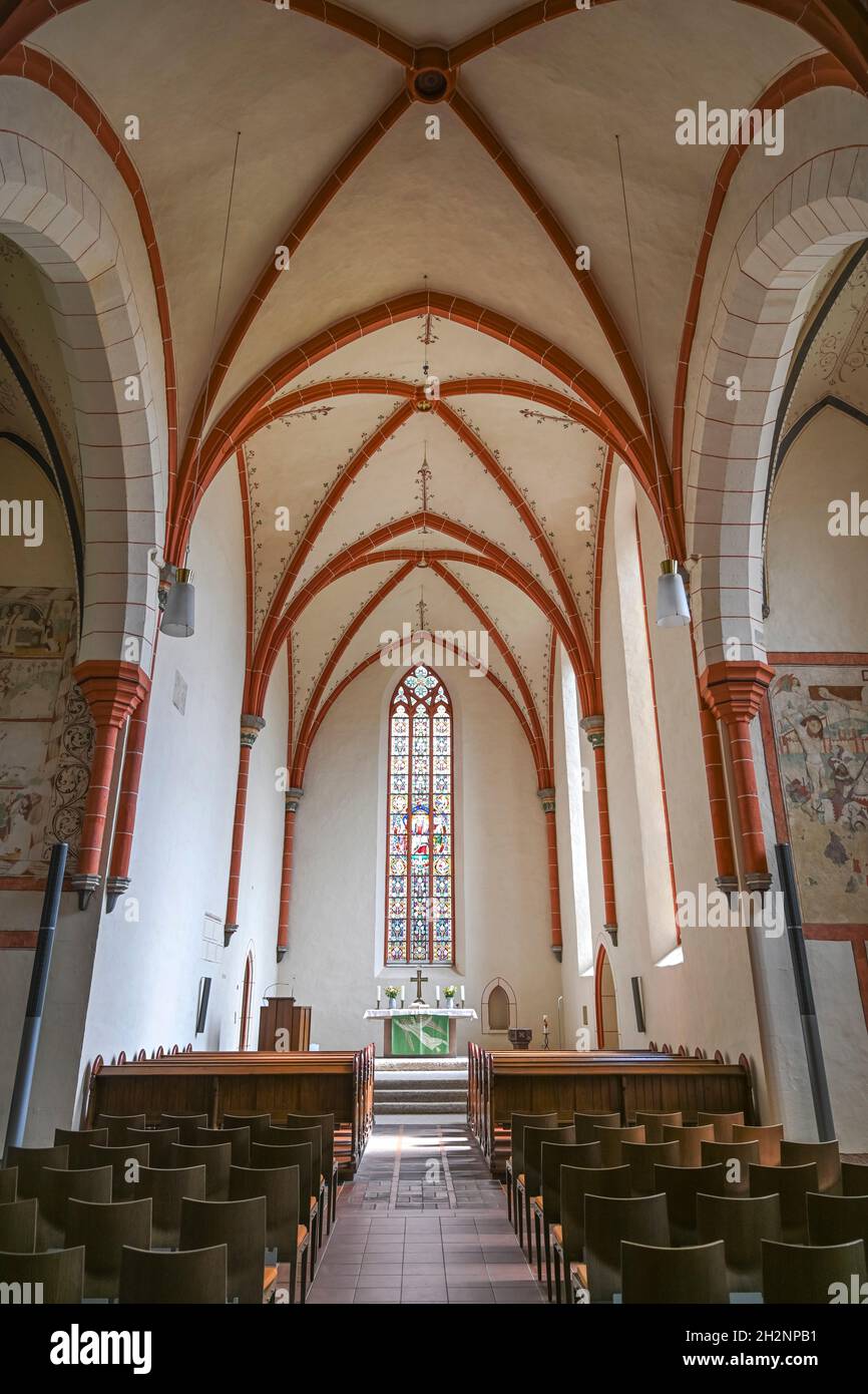 Innenraum, Hauptschiff, Historische Wallfahrtskirche, Gottsbüren, Hessen, Deutschland Stock Photo