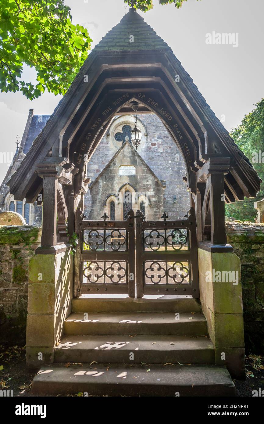 Porch at Luss Parish Church, Argyll and Bute, Scotland Stock Photo