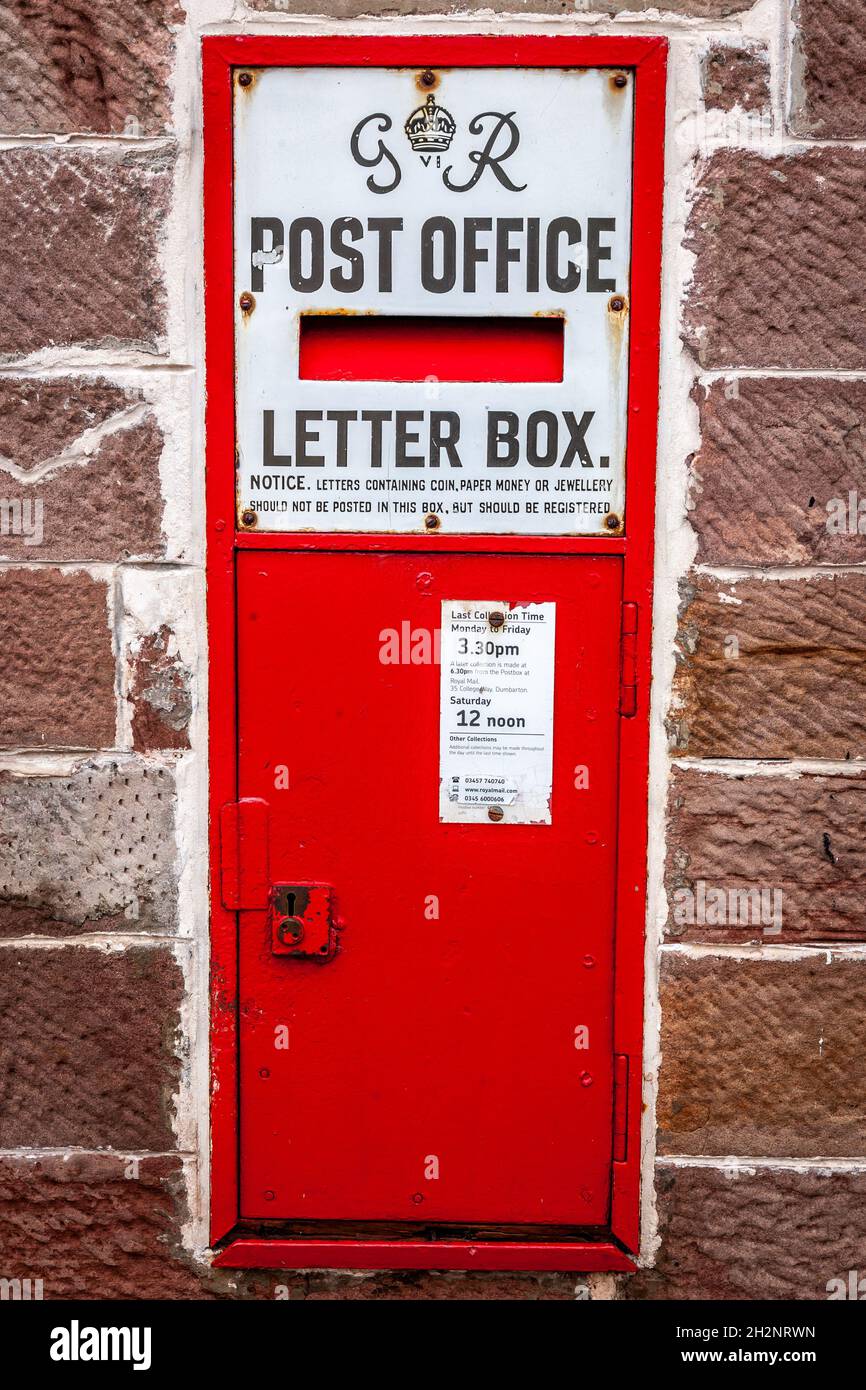 King George VI post box, Luss, Loch Lomond, Argyll and Bute, Scotland Stock Photo