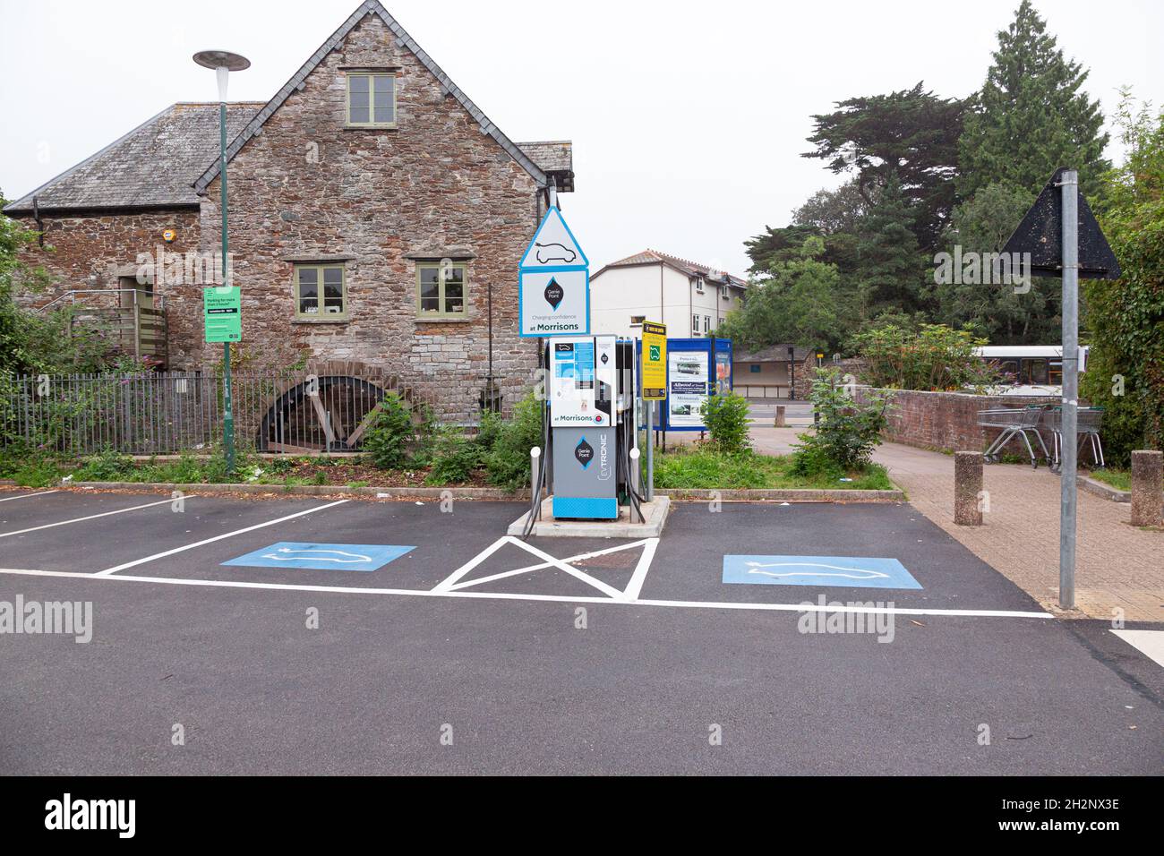 Electric car charge point Morrisons supermarket, Totnes, Devon, England