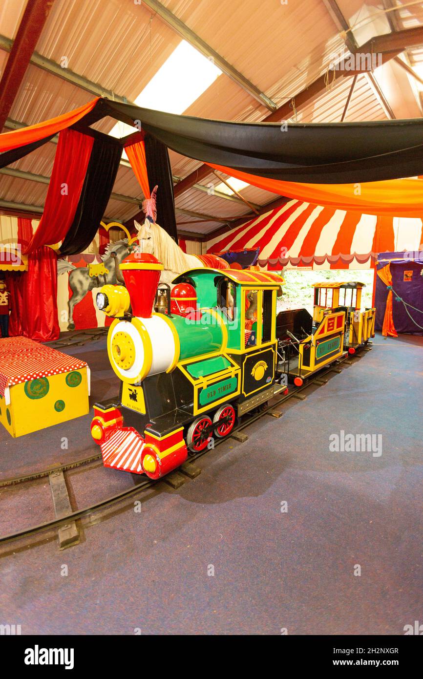 Indoor train at Woodlands family theme park, Totnes ,Devon, England ...