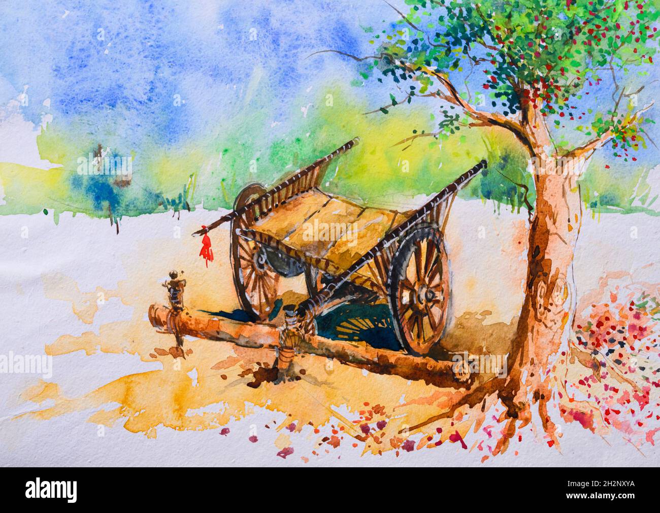 Village on sale watercolor painting