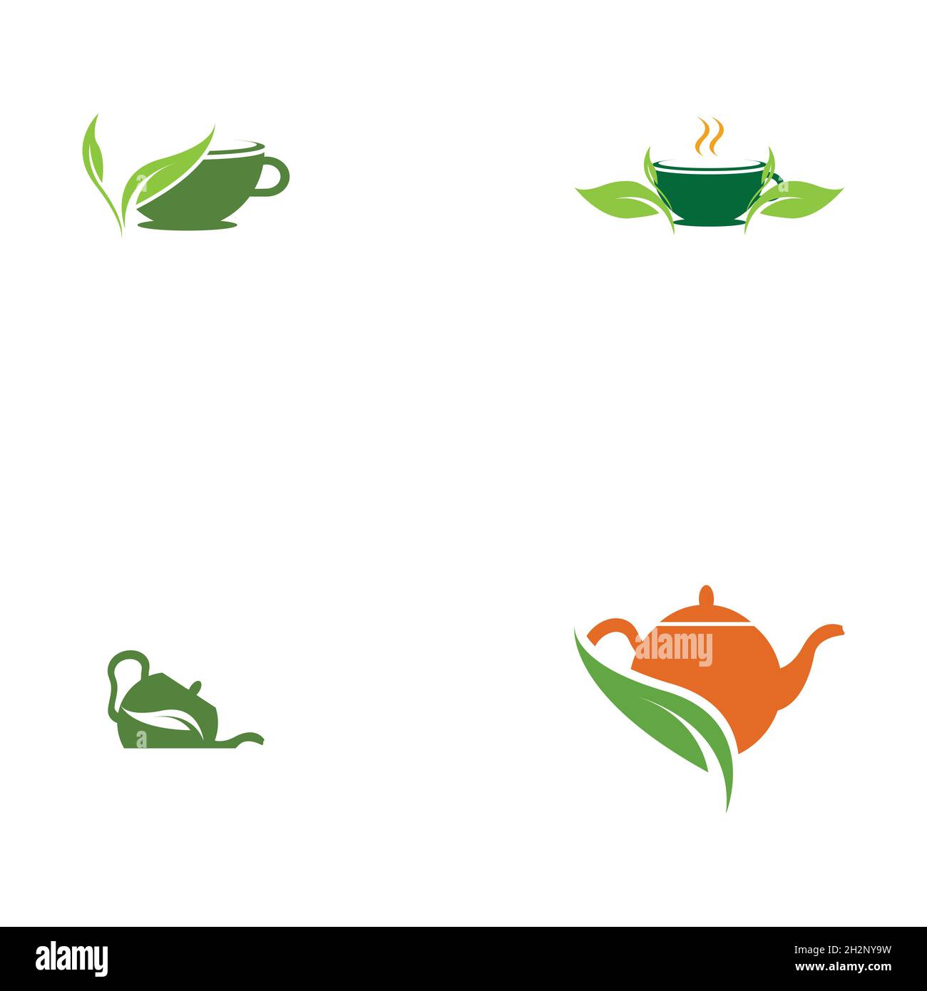 set of Green tea vector logo template Stock Vector