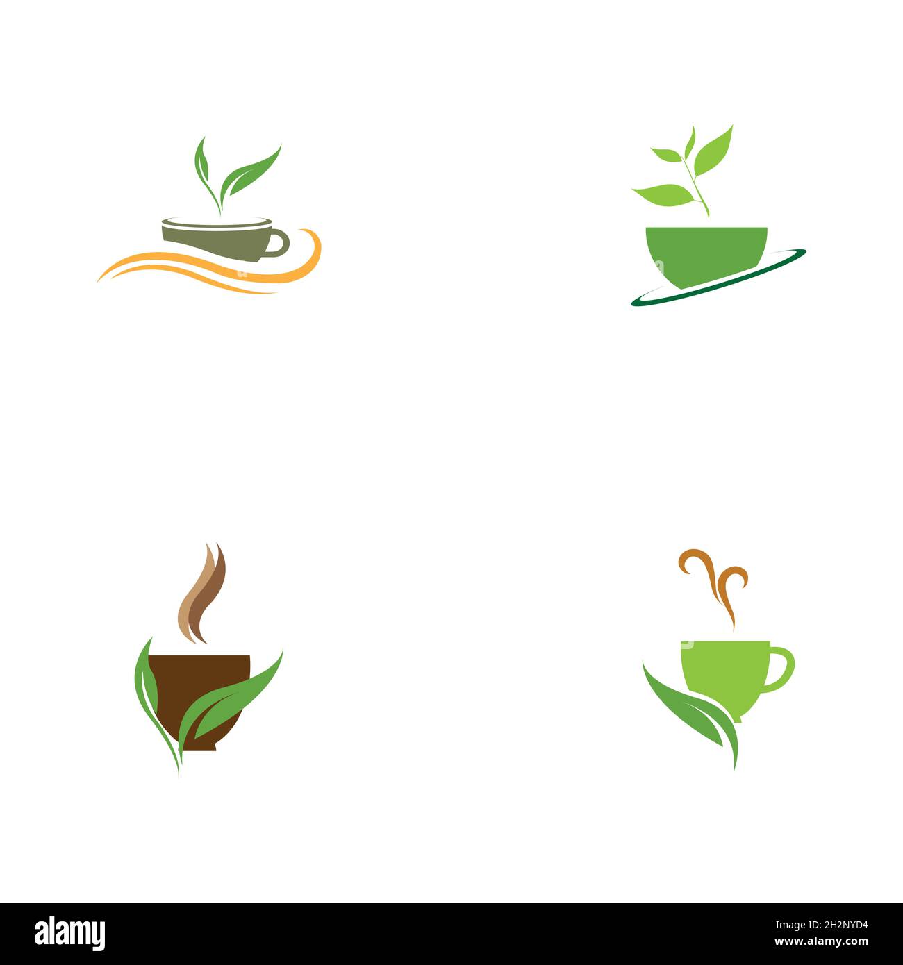 set of Green tea vector logo template Stock Vector