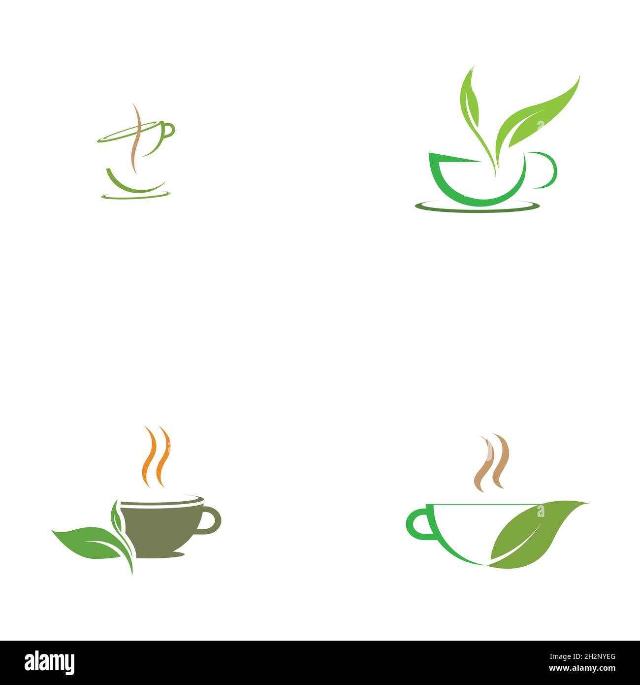 set of Green tea vector logo template Stock Vector