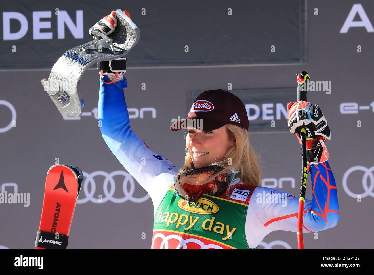 Solden, Austria. 23rd Oct, 2021. Alpine Ski World Cup 2021-2022: 1st Women Giant Slalom opening race as part of the Alpine Ski World Cup in Solden on October 23, 2021; Mikaela Shiffrin (USA) (Photo by Pierre Teyssot/ESPA-Images) Credit: European Sports Photo Agency/Alamy Live News Stock Photo