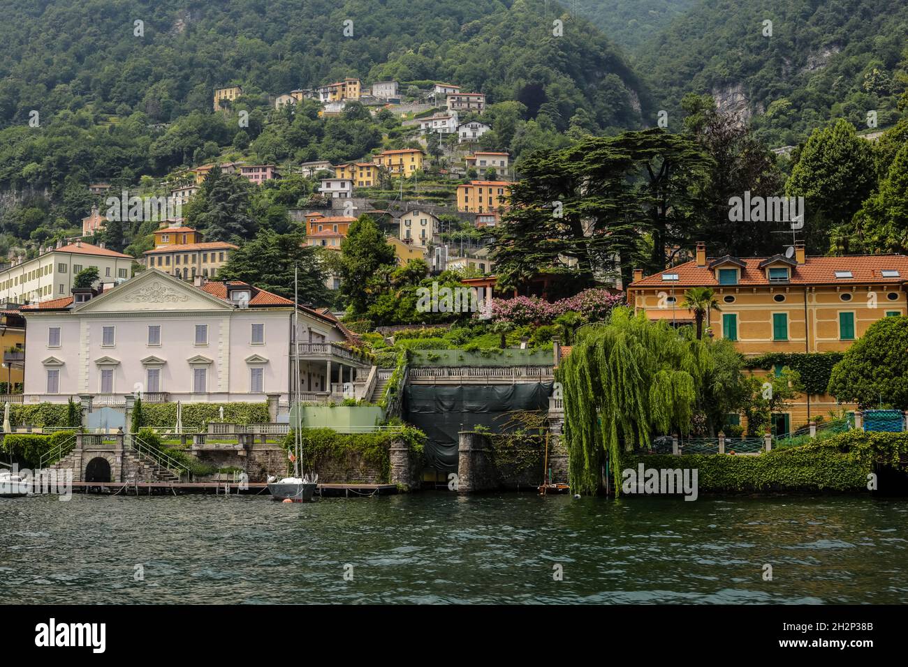 Como, Italy - June 15, 2017: View od Traditional Old Villas in Lake Como Stock Photo