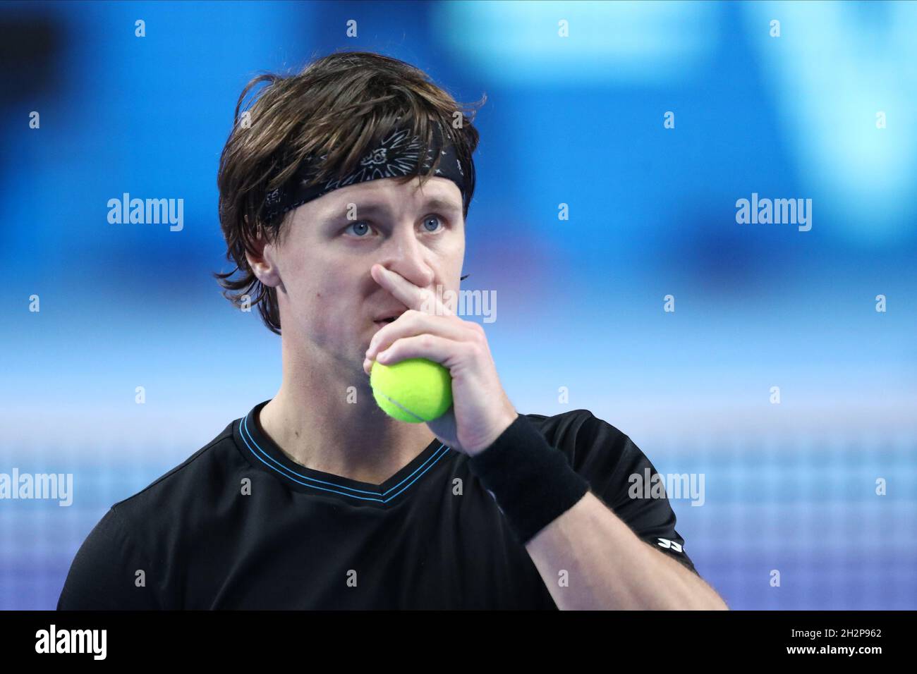 Ricardas Berankis during The VTB Kremlin Cup 2021 at Irina Viner-Usmanova Gymnastics Palace in MOSCOW,  - OCTOBER 23: (Photo by Anatoliy Medved) Stock Photo