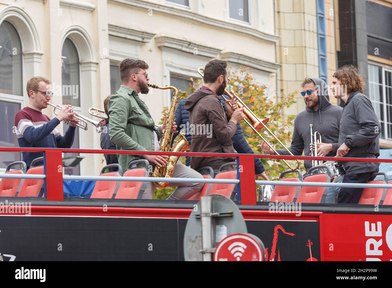 Cork, Ireland, 23rd October 2021. Crowds take to City to Celebrate Jazz Weekend Despite Heavy