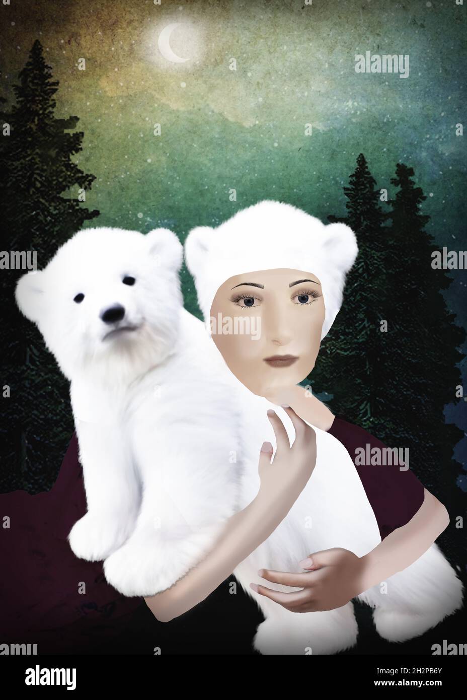 A hug for a little polar bear Stock Photo - Alamy