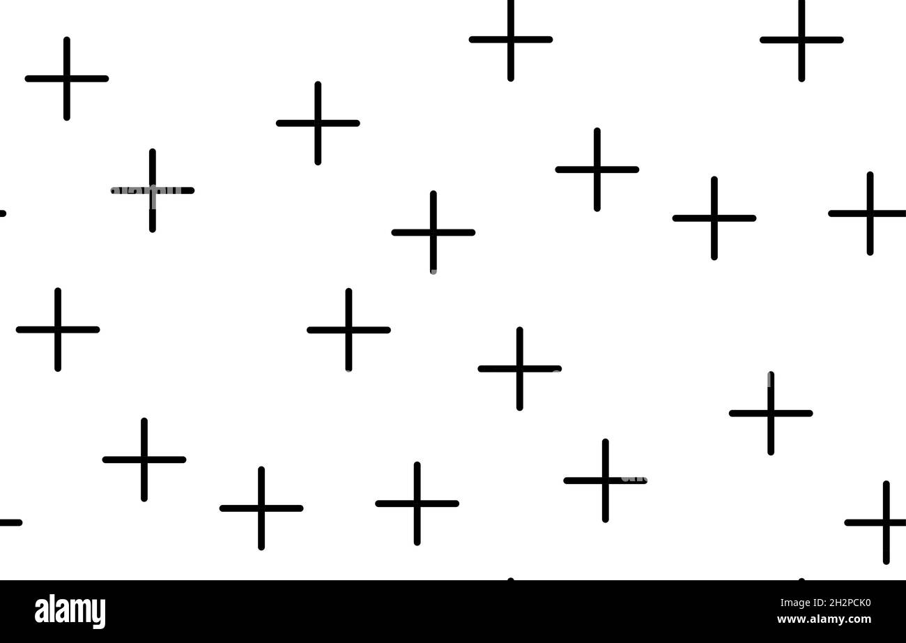 Crosses - pluses diagonally distributed simple minimalist decorative geometrical vector pattern. Stock Vector