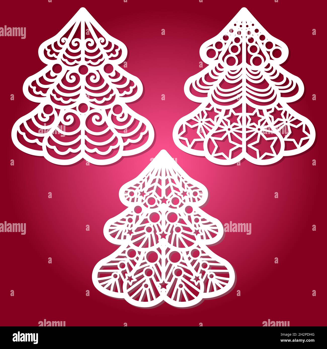 Laser cutting template. Set of Christmas trees. Vector Stock Vector Image &  Art - Alamy