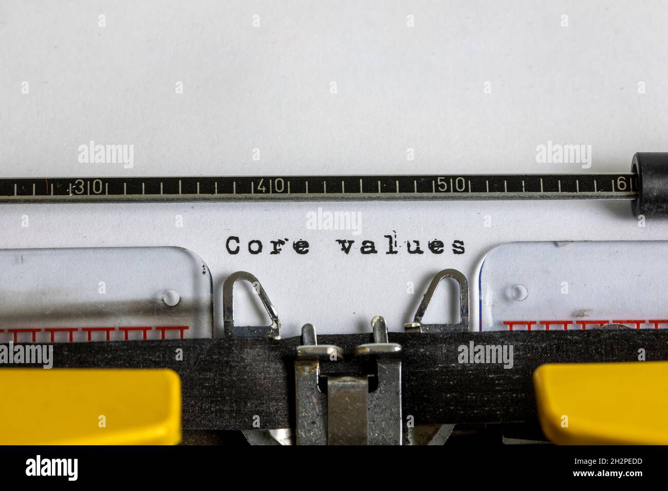 Core values written on an old typewriter Stock Photo