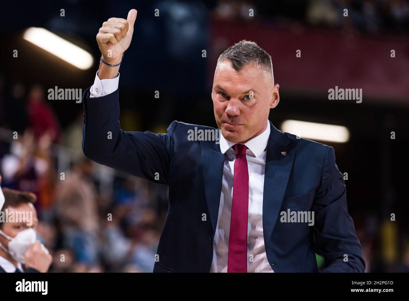 Fc barcelona head coach sarunas jasikevicius gestures hires stock