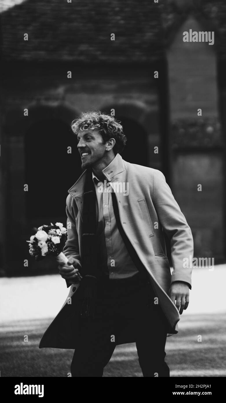 Man at wedding has fun Stock Photo