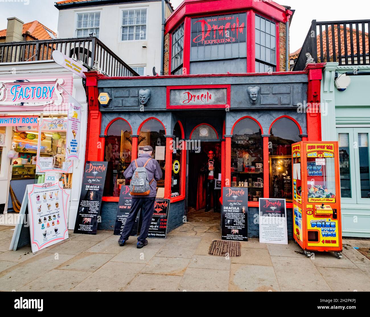 Whitby, Yorkshire, UK October 18 2021. An unidentifiable man waiting