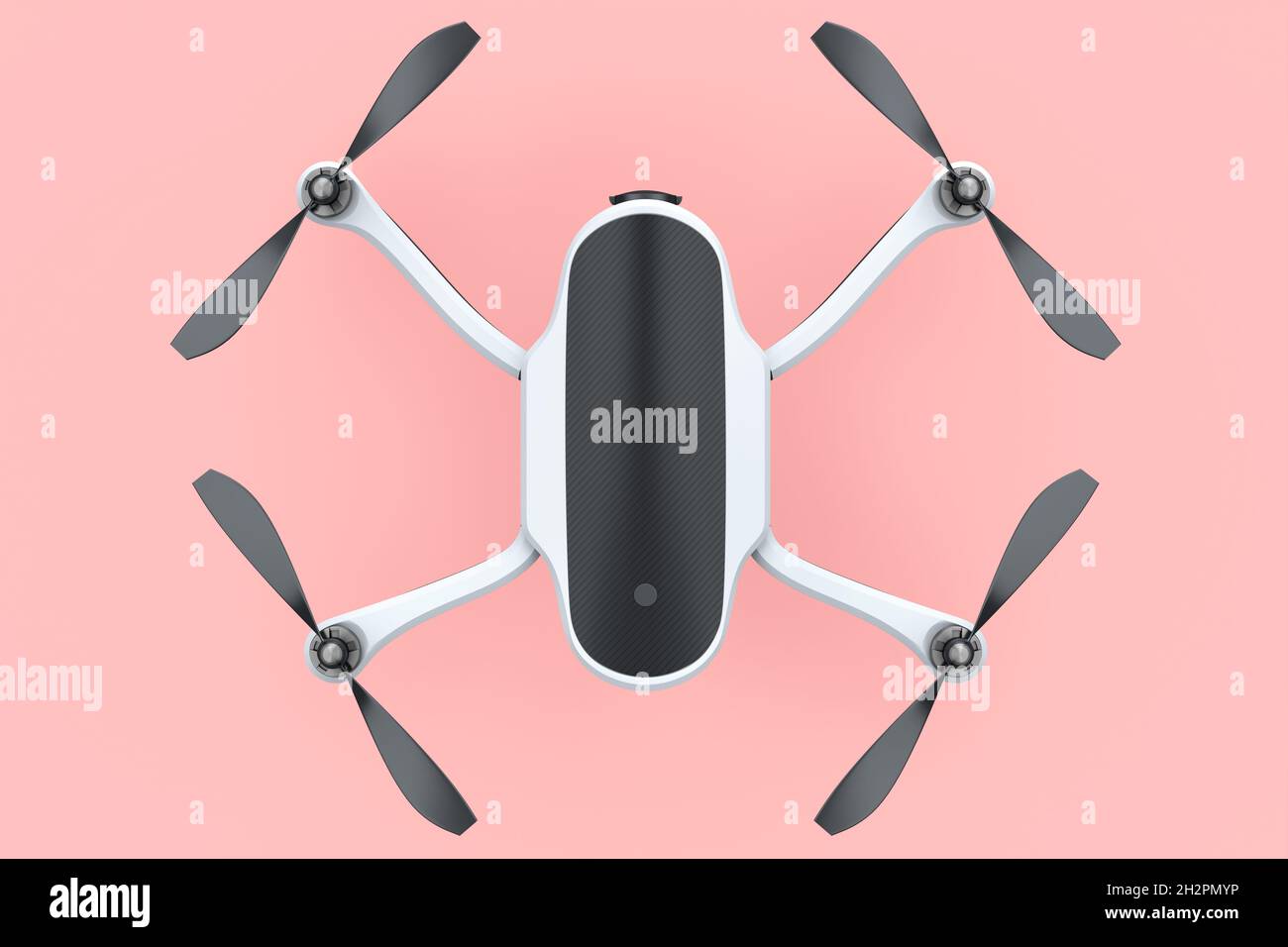 Flying photo and video white drone or quadcopter with action camera ...