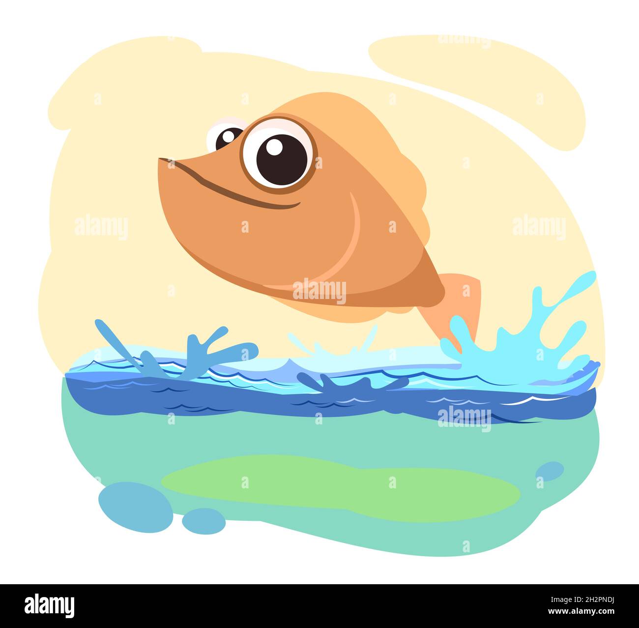 Tropical fish. Landscape. Underwater life. Wild animals. Ocean, sea. Summer water. Isolated on white background. Illustration in cartoon style. Flat Stock Vector