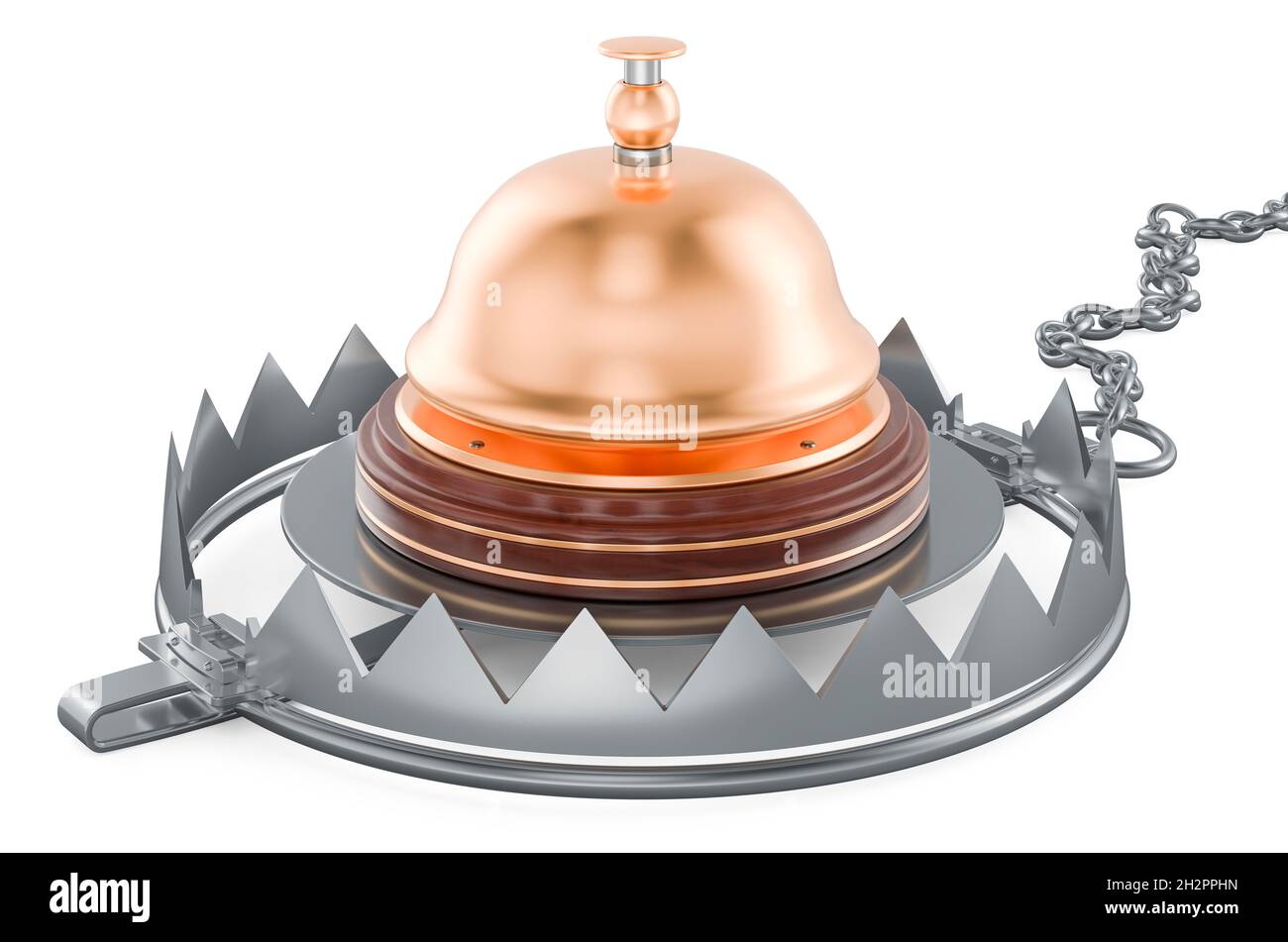 Bear Trap with reception bell, 3D rendering isolated on white ...