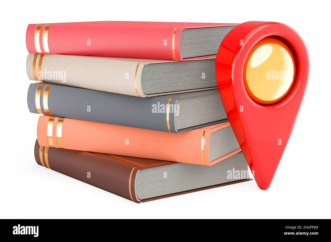 Books with map pointer. 3D rendering isolated on white background Stock ...