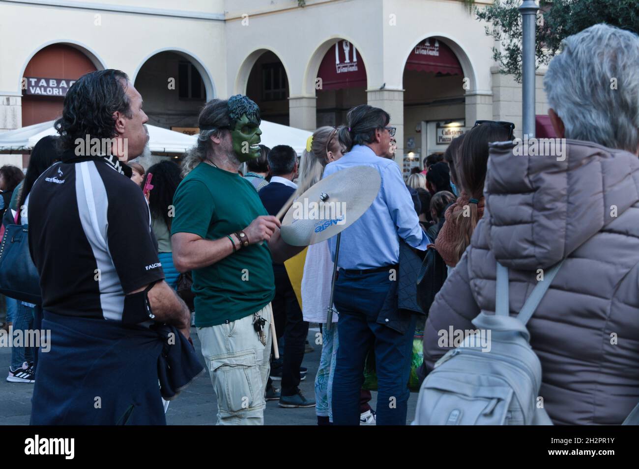 Italian Peaceful Demonstration against Green Pass in Livorno October 2021 Stock Photo