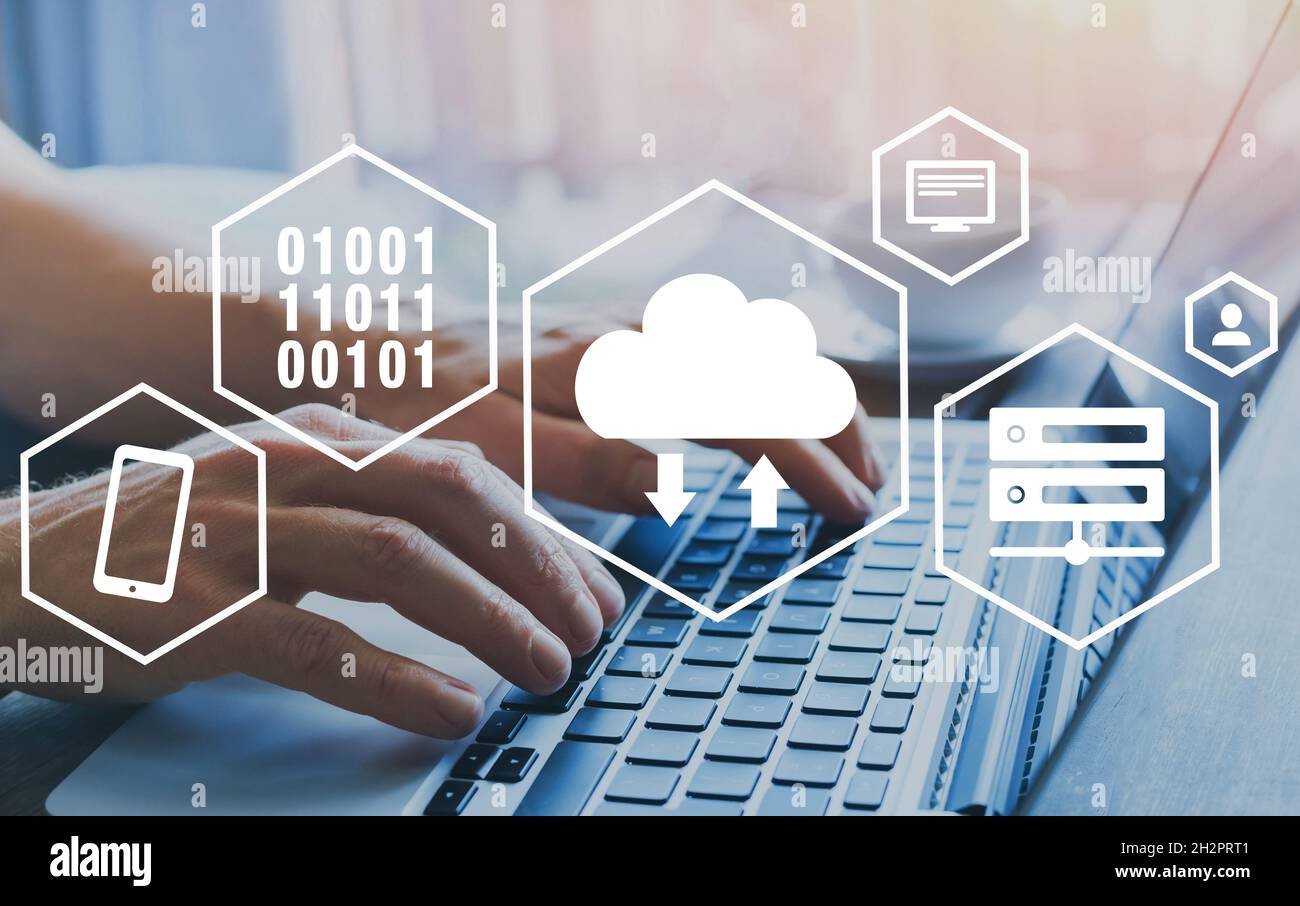 cloud computing concept, diagram with icons Stock Photo