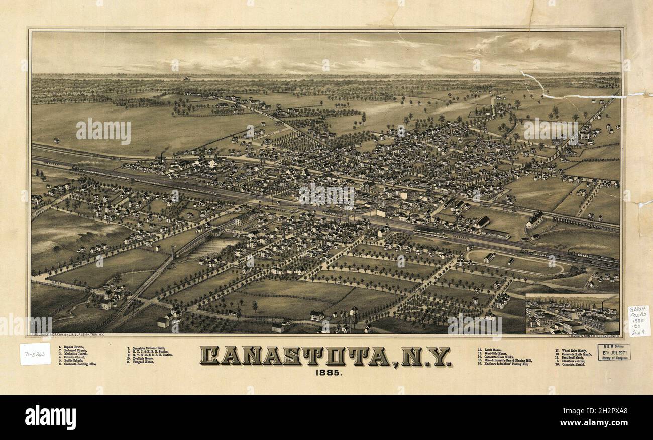 Restored vintage map of Canastota, New York from 1885 Stock Photo Alamy