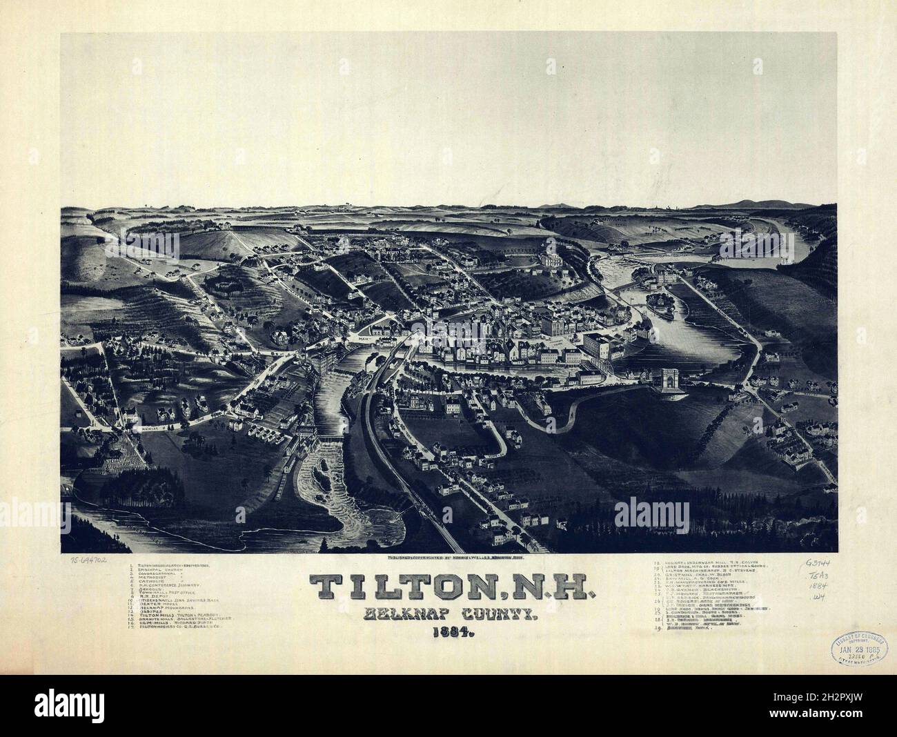 Illustration of a 19th century engraving of the Tilton Town in New