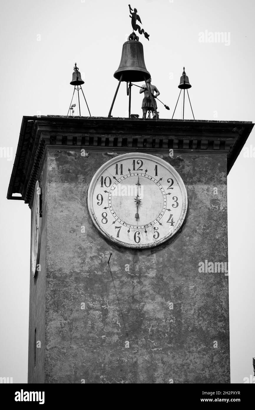 Bell tower with clock in Orvieto Stock Photo Alamy