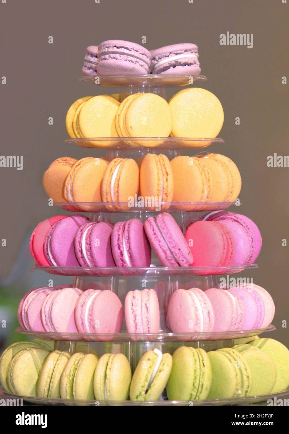 tower of colorful sweet macarones Stock Photo