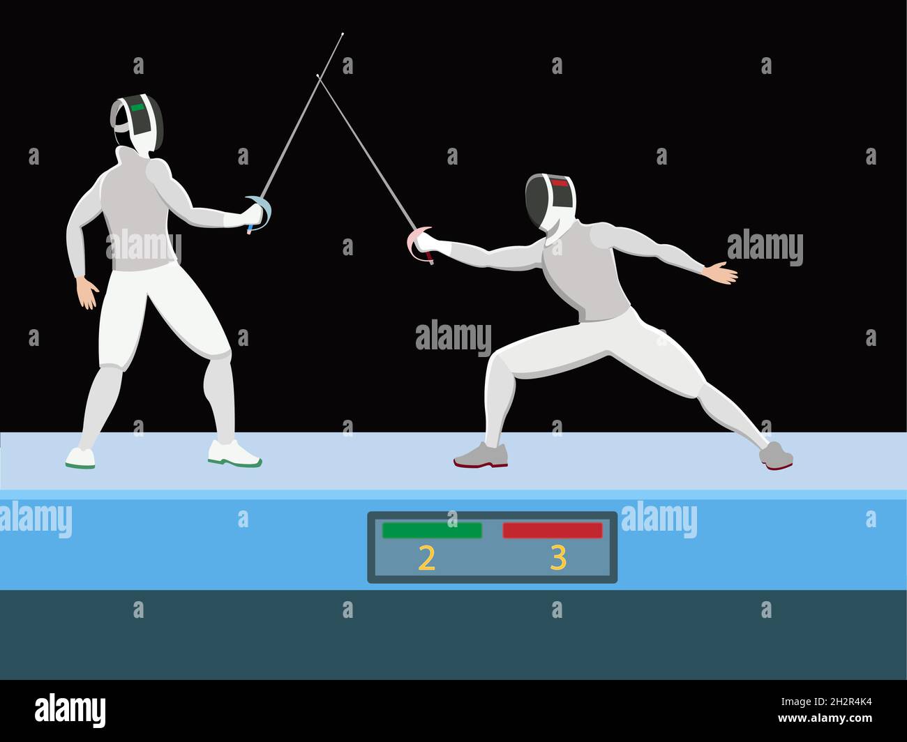 Fencers with a saber on competition or training, vector illustration Stock Vector Image & Art