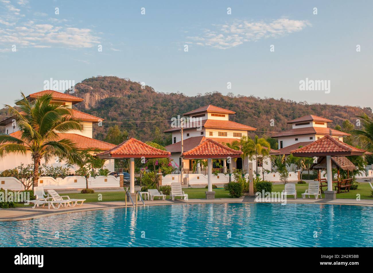 Gated community in Hua Hin, Thailand. Many expats invest in real eastate in Hua Hin Stock Photo