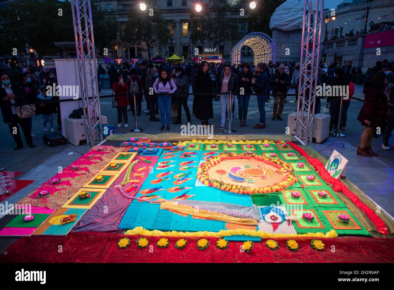 LONDON, 23 OCTOBER 2021, Diwali Festival at Trafalgar Square, this year the festival has been scaled back due to Covid-19 Stock Photo