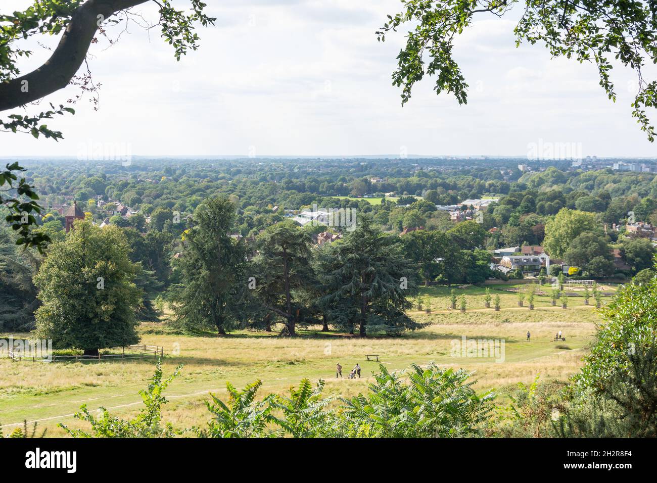 Panoramic view from King Henry's Mount, Pembroke Lodge Garden, Richmond Park, Borough of Richmond upon Thames, Greater London, England, United Kingdom Stock Photo