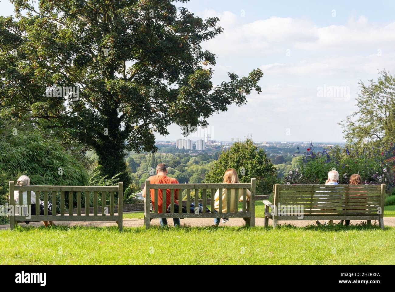 Panoramic view from Pembroke Lodge Gardens, Richmond Park, London Borough of Richmond upon Thames, Greater London, England, United Kingdom Stock Photo