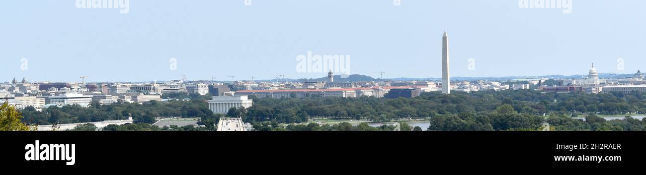 Panoramic view of Arlington Cemetery and Washington DC Stock Photo