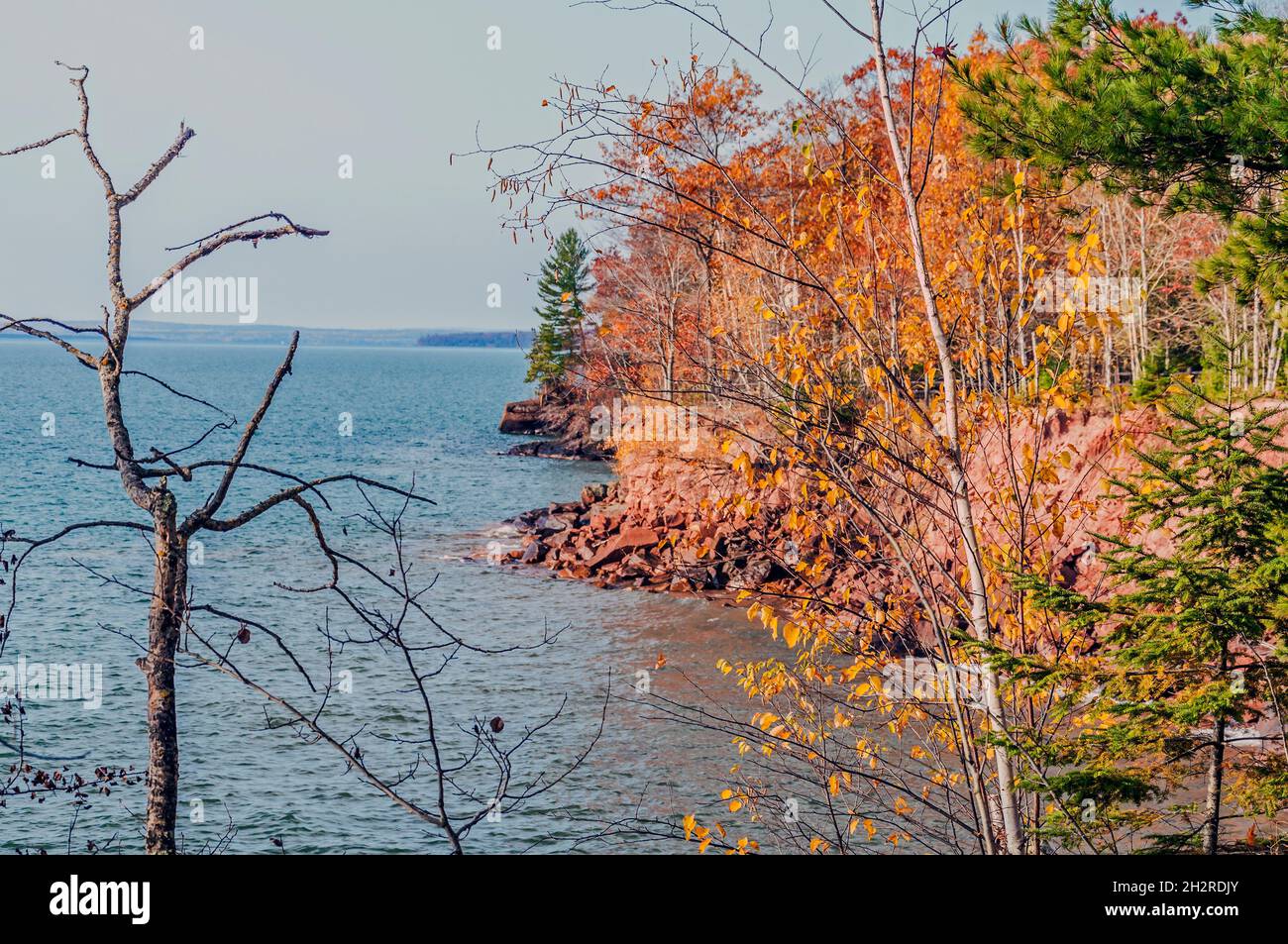 Madeline Island, Wisconsin Autumn Colors along Lake Superior Stock