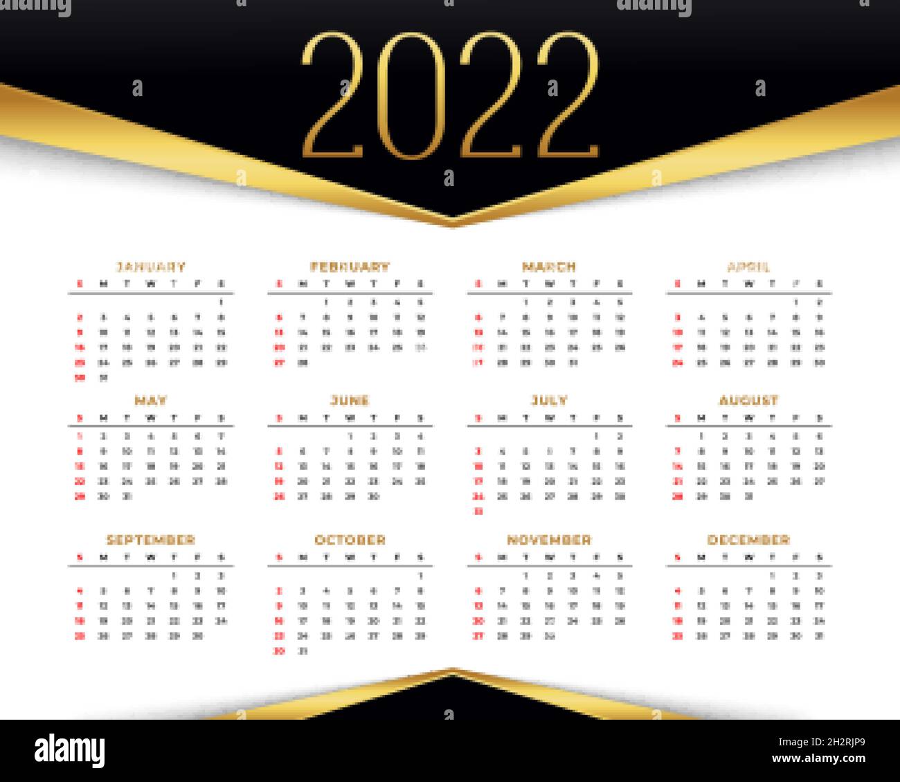 Premium 2022 Calendar Design For New Year Stock Vector Image & Art - Alamy