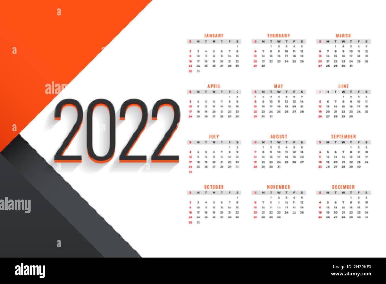 Year 2022 Calendar Simple New Year 2022 Calendar Design Template Stock Vector Image & Art -  Alamy